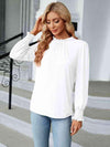 Round Neck Flounce Sleeve Blouse Blouses - Tophatter Daily Deals