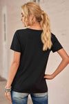 Distressed Short Sleeve Round Neck Tee Women's T-Shirts - Tophatter Daily Deals