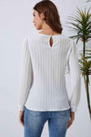 Double Take Ribbed Round Neck Long Sleeve Top Blouses - Tophatter Daily Deals