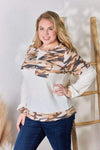 Hailey & Co Full Size Printed Round Neck Blouse Blouses - Tophatter Daily Deals