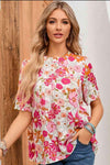 Floral Puff Sleeve Tied Blouse Floral Blouses - Tophatter Daily Deals