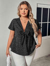 Plus Size V-Neck Front Bow Flutter Sleeve Blouse Blouses - Tophatter Daily Deals