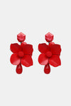 Bloosom Flower and Teardrop Resin Dangle Earrings Red One Size Earrings - Tophatter Daily Deals