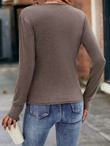 Ruched Surplice Long Sleeve Blouse Women's T-Shirts - Tophatter Daily Deals