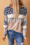 Leopard Color Block Drop Shoulder Top Women's T-Shirts - Tophatter Daily Deals