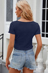 Sweetheart Neck Short Sleeve T-Shirt Women's T-Shirts - Tophatter Daily Deals