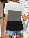 Color Block Round Neck Short Sleeve T-Shirt Women's T-Shirts - Tophatter Daily Deals