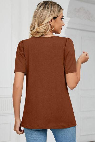 Square Neck Short Sleeve T-Shirt Women's T-Shirts - Tophatter Daily Deals