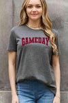 Simply Love Full Size GAMEDAY Graphic Cotton Tee Charcoal Women's T-Shirts - Tophatter Daily Deals