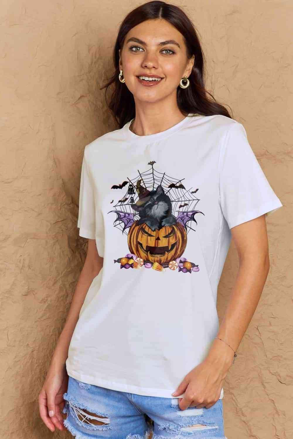 Simply Love Full Size Jack-O'-Lantern Graphic T-Shirt Women's T-Shirts - Tophatter Daily Deals