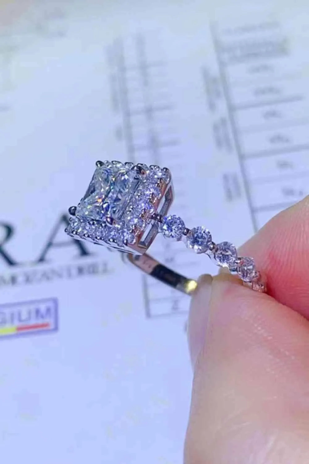 Adored 1 Carat Moissanite Square Ring Moissanite - Tophatter Daily Deals