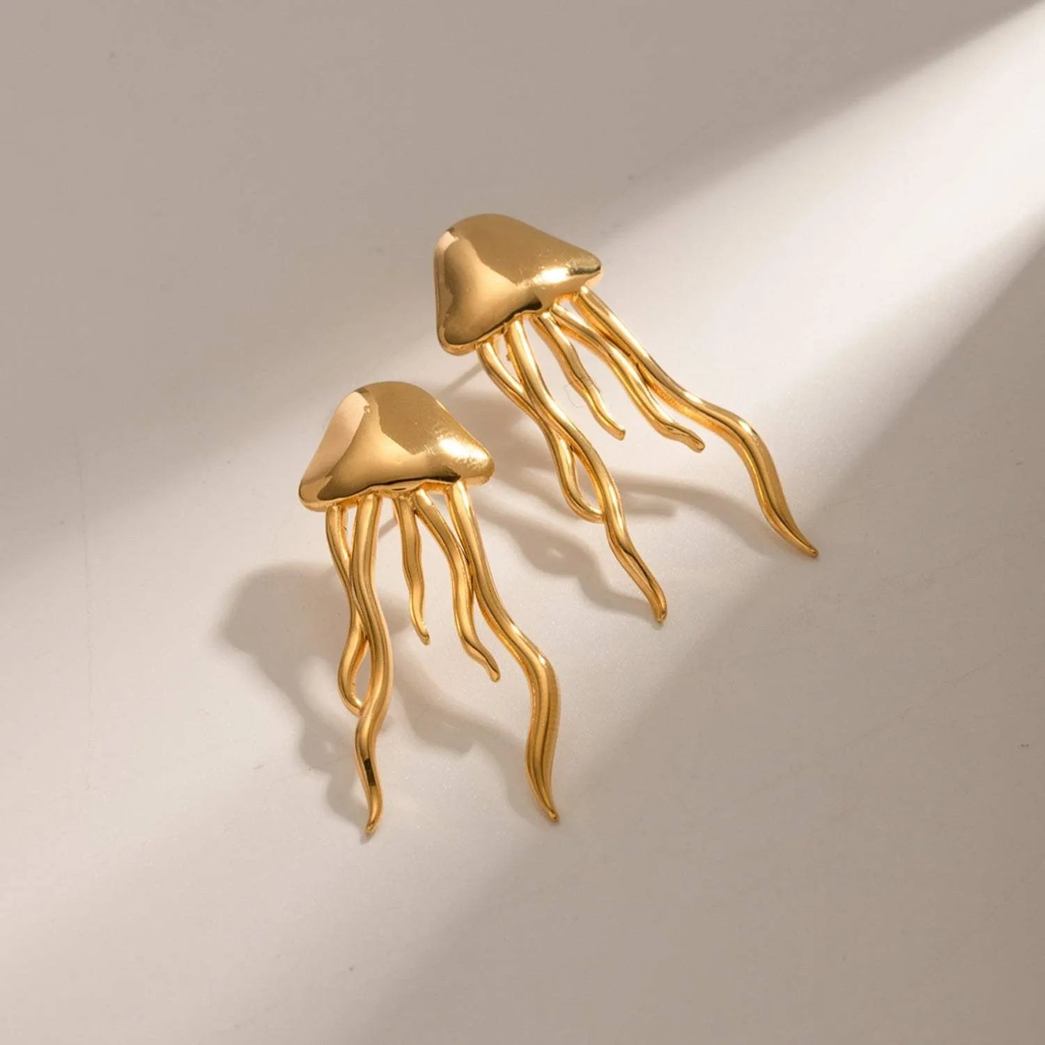 18K Gold-Plated Stainless Steel Jellyfish Earrings Gold One Size Earrings - Tophatter Daily Deals