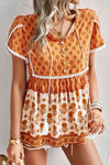 Bohemian Tie Neck Buttoned Blouse Tangerine Blouses - Tophatter Daily Deals