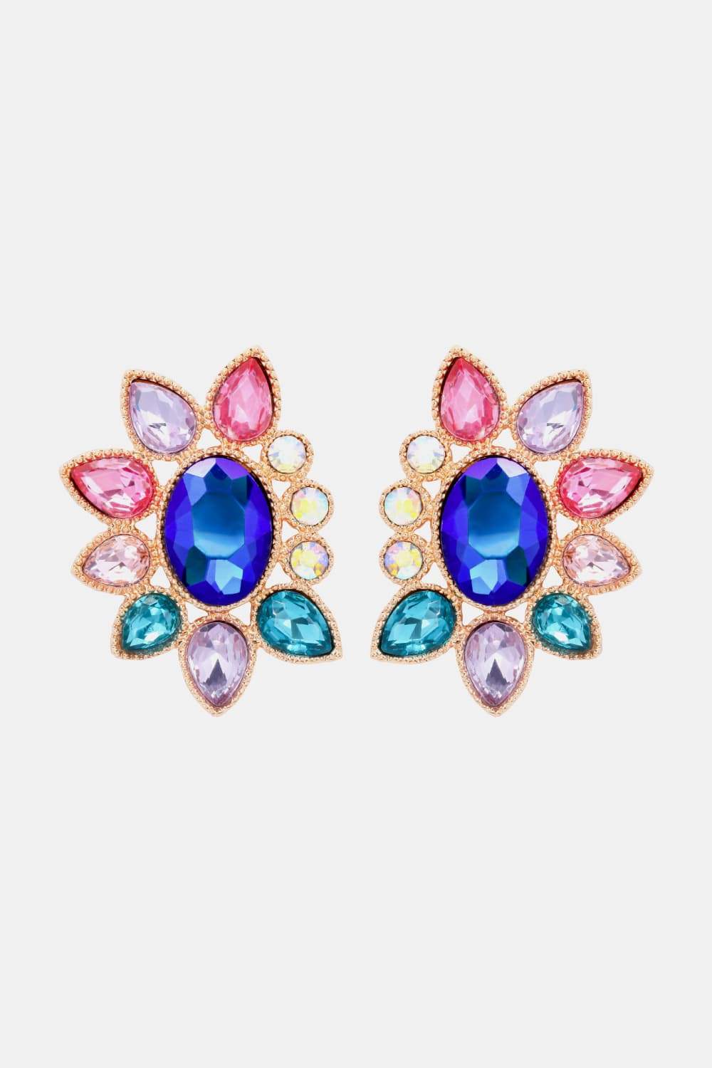 Geometrical Shape Glass Stone Dangle Earrings Pink Blue One Size Earrings - Tophatter Daily Deals