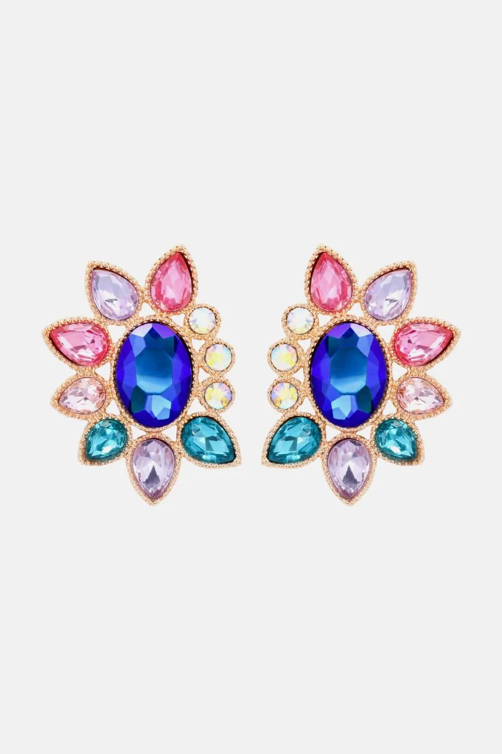 Geometrical Shape Glass Stone Dangle Earrings Pink Blue One Size Earrings - Tophatter Daily Deals