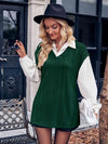 Ribbed Collared Neck Dropped Shoulder Blouse Green Blouses - Tophatter Daily Deals