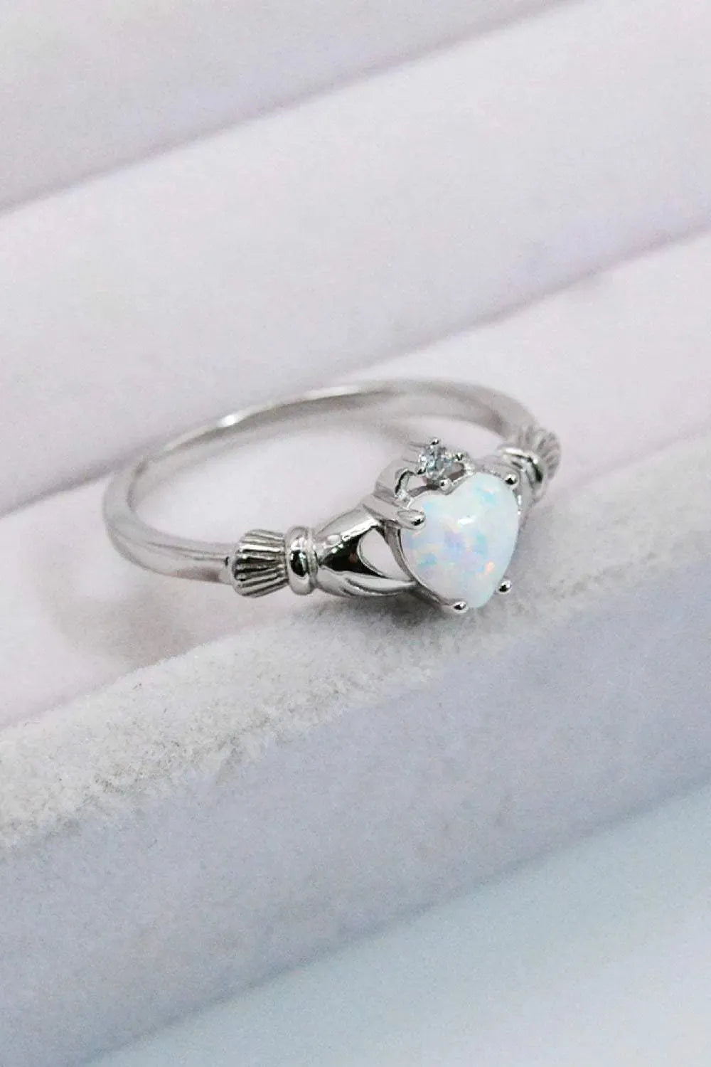 925 Sterling Silver Heart Opal Ring Opal - Tophatter Daily Deals