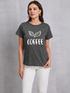 COFFEE Round Neck Short Sleeve T-Shirt Charcoal Women's T-Shirts - Tophatter Daily Deals