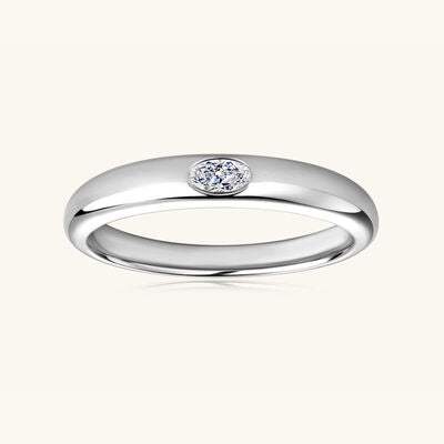 925 Sterling Silver Inlaid Moissanite Ring Silver Oval Drill Moissanite - Tophatter Daily Deals