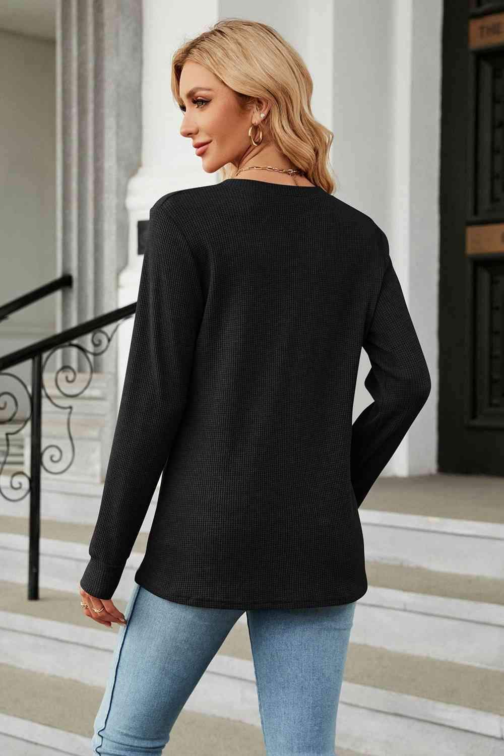 V-Neck Long Sleeve Blouse Blouses - Tophatter Daily Deals