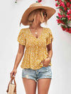 Floral Petal Sleeve Babydoll Top Mustard Blouses - Tophatter Daily Deals