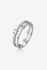 Zircon 925 Sterling Silver Double-Layered Ring Silver Rings - Tophatter Daily Deals
