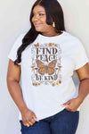 Simply Love Full Size FIND PEACE BE KIND Graphic Cotton T-Shirt Women's T-Shirts - Tophatter Daily Deals