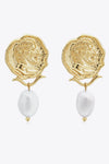 Gold-Plated Pearl Drop Earrings Gold One Size Earrings - Tophatter Daily Deals