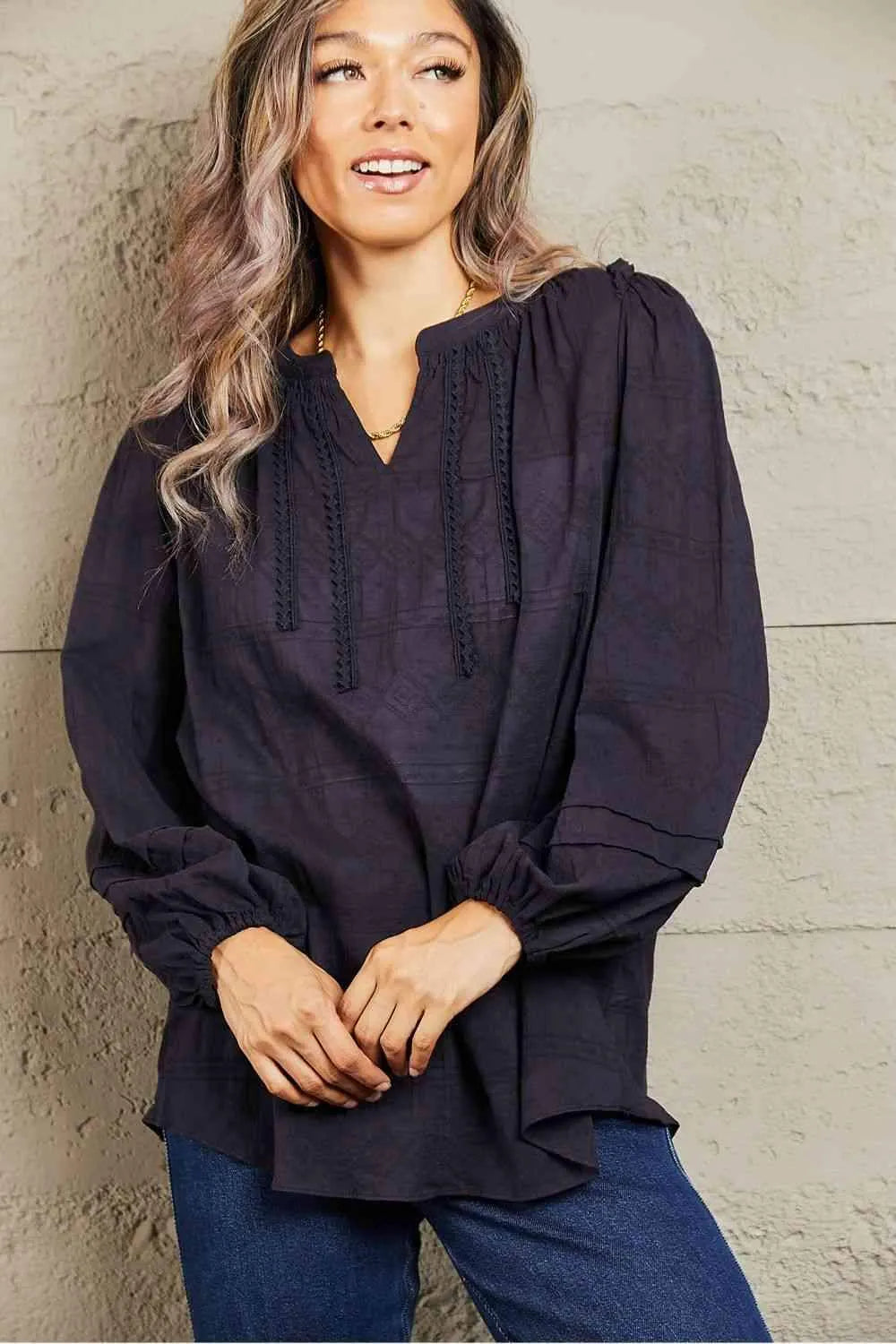 Petal Dew More For You Long Sleeve Stitch Blouse Blouses - Tophatter Daily Deals