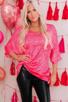 Leopard V-Neck Top Hot Pink Blouses - Tophatter Daily Deals