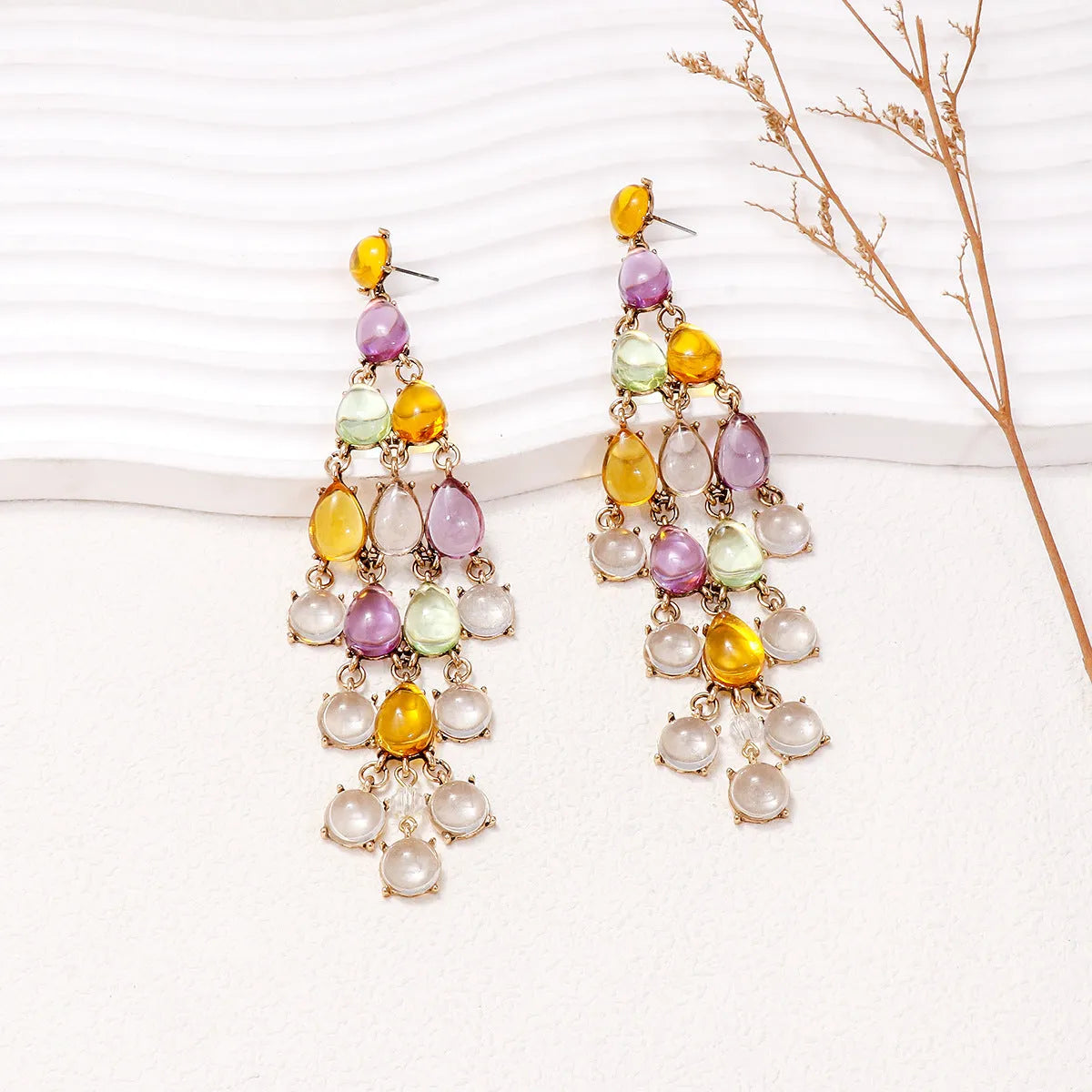 Alloy & Rhinestone Teardrop Earrings Multicolor One Size Earrings - Tophatter Daily Deals