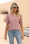 Openwork Round Neck Flounce Sleeve T-Shirt Women's T-Shirts - Tophatter Daily Deals