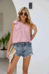 Tied One-Shoulder Sleeveless Top Blouses - Tophatter Daily Deals