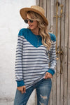 Striped Round Neck Long Sleeve T-Shirt Women's T-Shirts - Tophatter Daily Deals