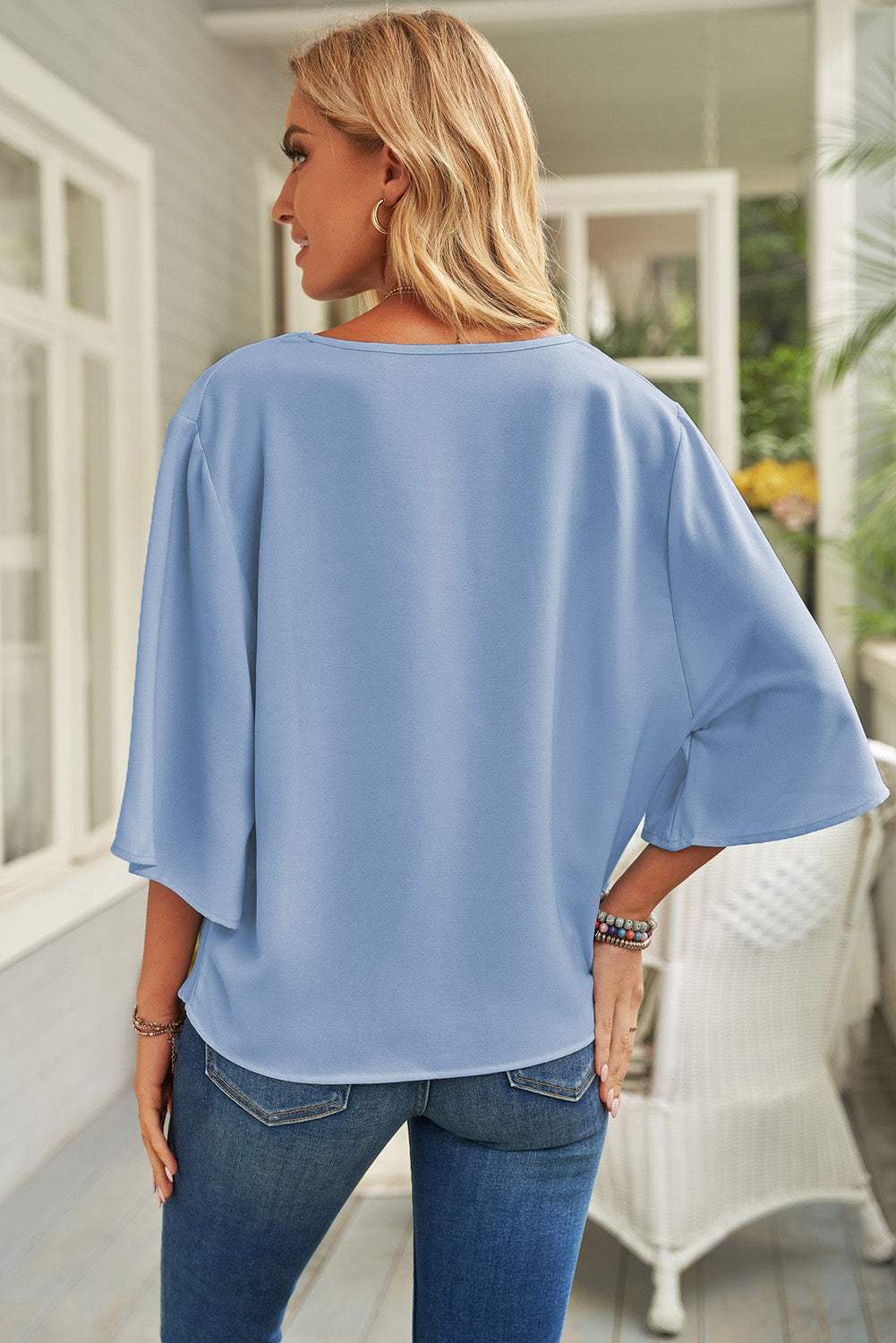 Short Sleeve Draped Blouse Blouses - Tophatter Daily Deals