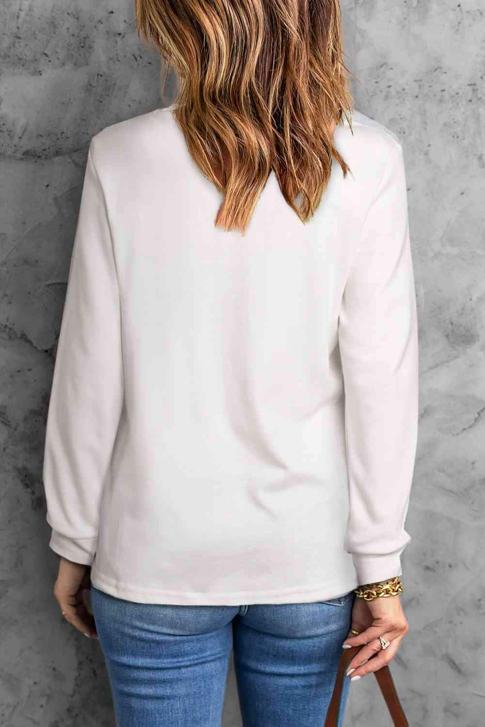 Round Neck Long Sleeve Top Women's T-Shirts - Tophatter Daily Deals