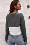 Color Block Waffle Knit V-Neck Top Blouses - Tophatter Daily Deals