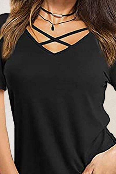 Crisscross Short Sleeve T-Shirt Women's T-Shirts - Tophatter Daily Deals