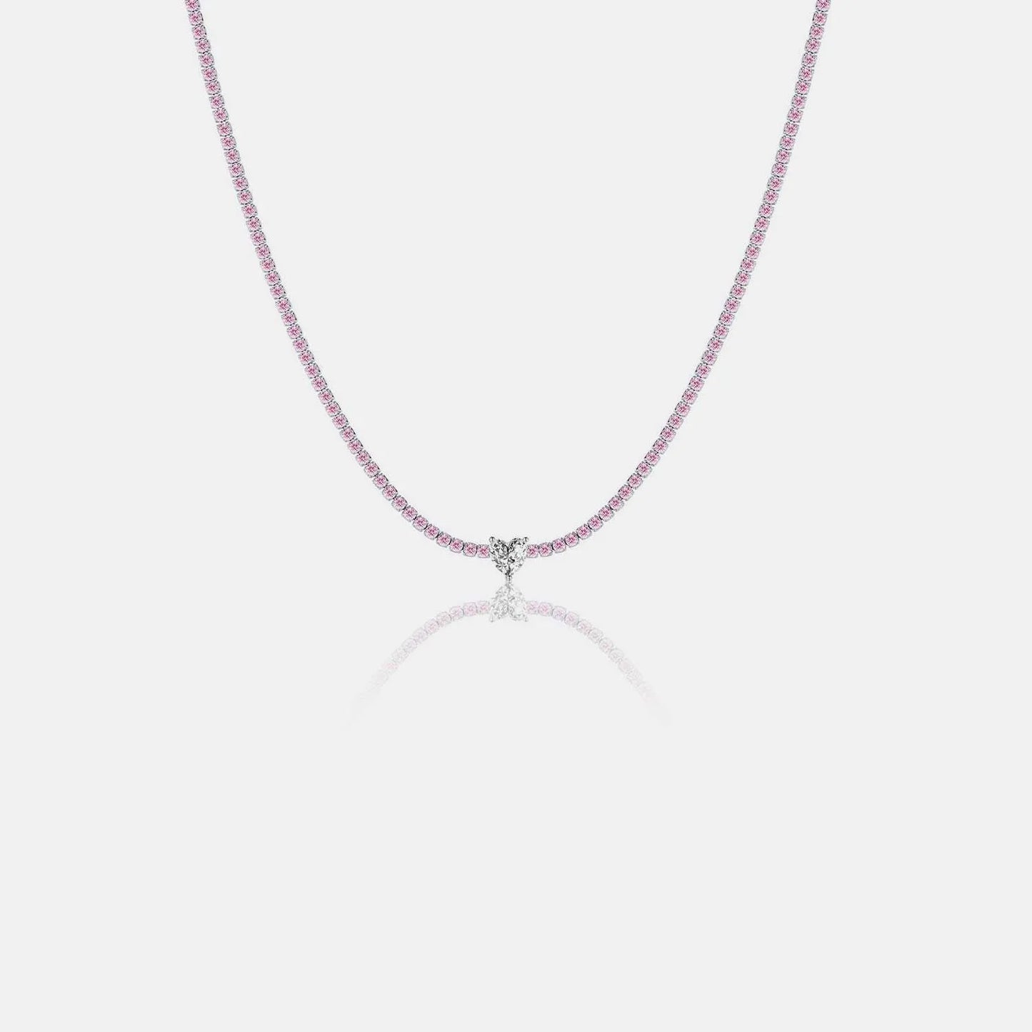 Heart Inlaid Zircon 925 Sterling Silver Necklace Silver One Size Necklaces - Tophatter Daily Deals