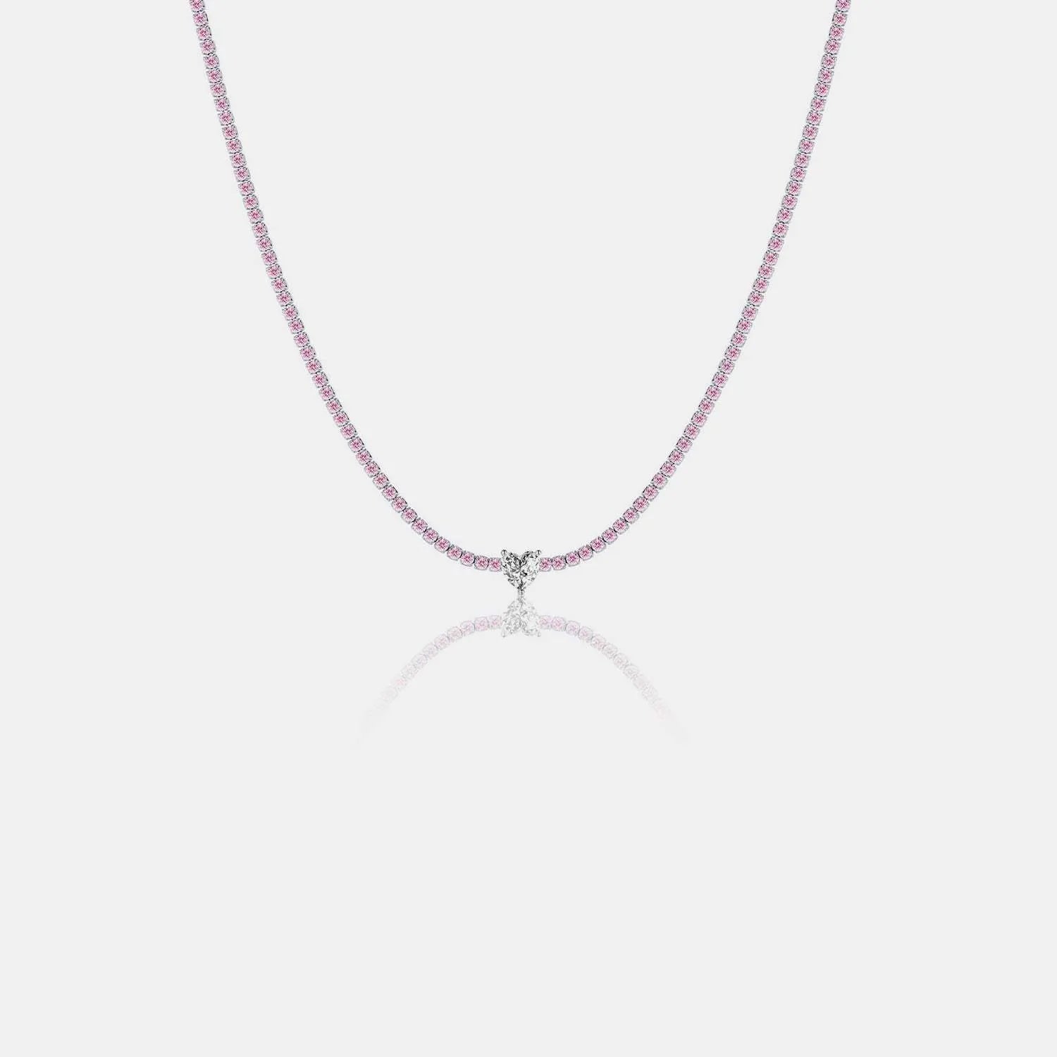 Heart Inlaid Zircon 925 Sterling Silver Necklace Silver One Size Necklaces - Tophatter Daily Deals