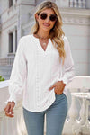 Notched Flounce Sleeve Eyelet Top Blouses - Tophatter Daily Deals