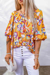 Floral Puff Sleeve Boat Neck Blouse Blouses - Tophatter Daily Deals