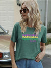 Full Size MARDI GRAS Y'ALL Round Neck T-Shirt Green Women's T-Shirts - Tophatter Daily Deals