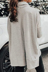Cowl Neck Long Sleeve Slit Blouse Blouses - Tophatter Daily Deals