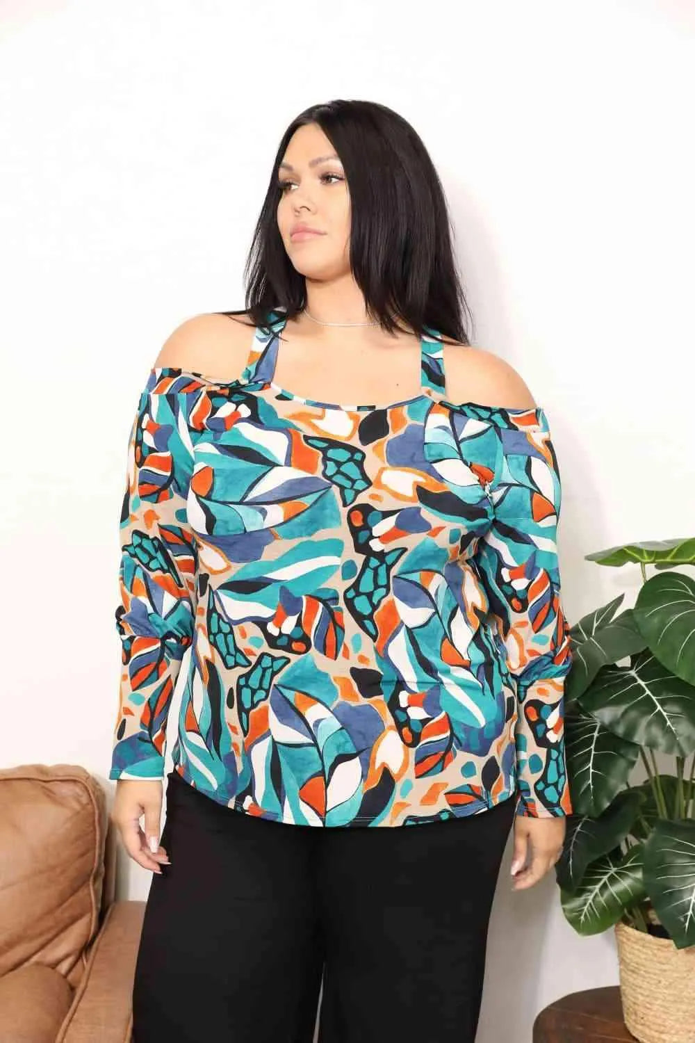 Sew In Love Full Size High Neck Off Shoulder Criss Cross Top Blouses - Tophatter Daily Deals