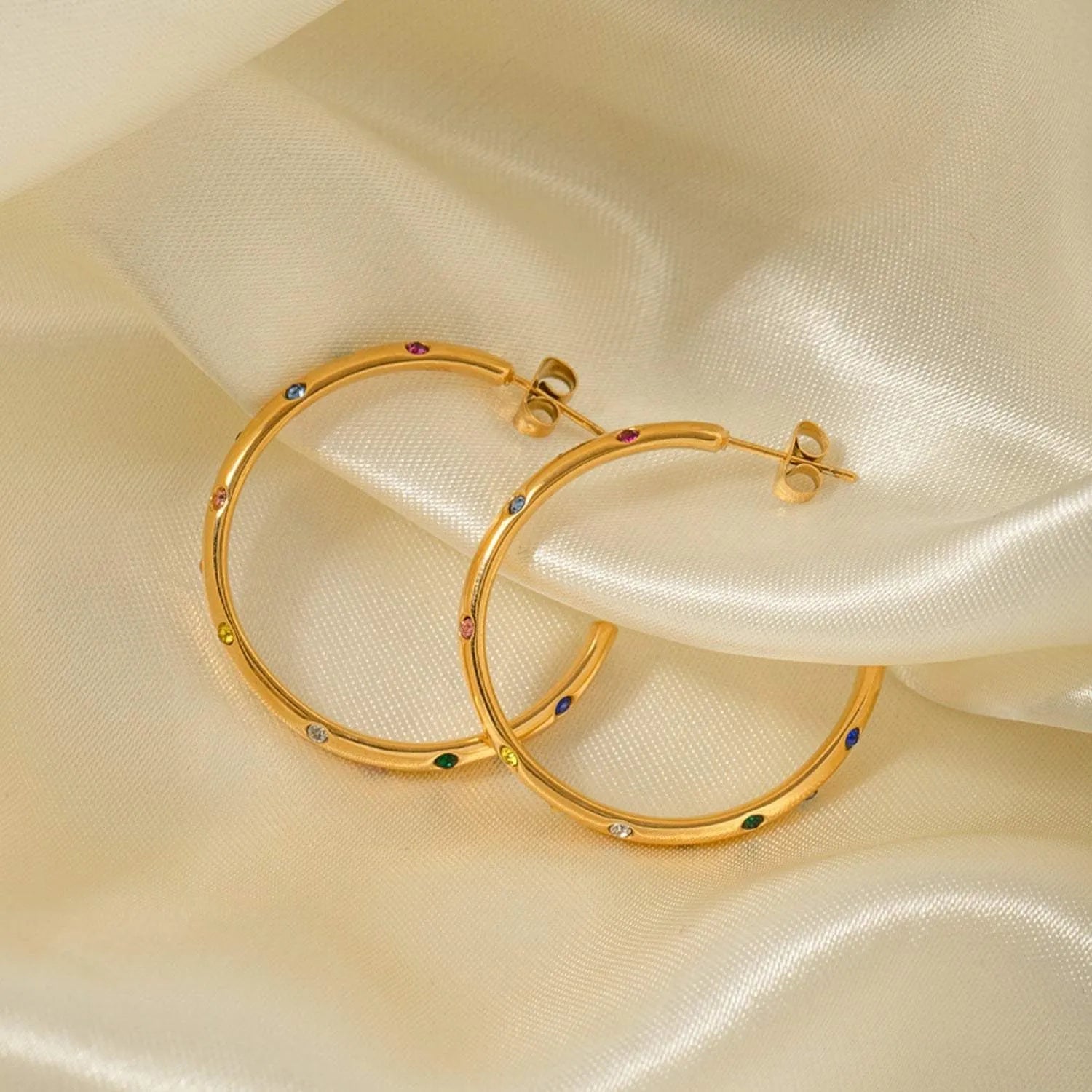 Zircon 18K Gold-Plated C-Hoop Earrings Earrings - Tophatter Daily Deals