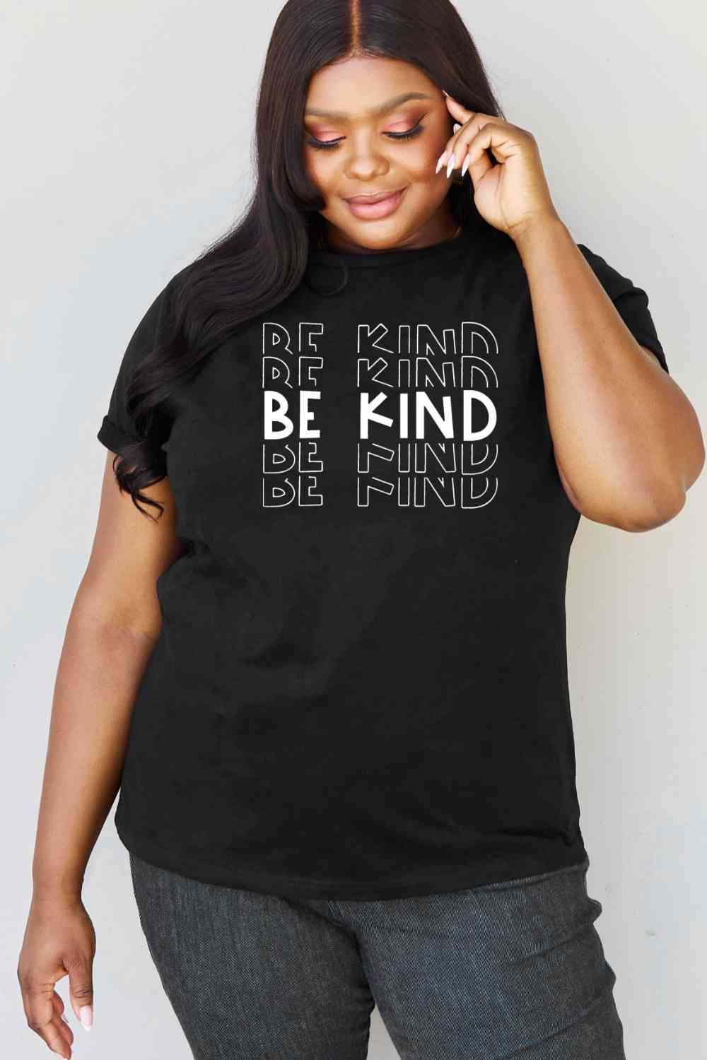 Simply Love Full Size BE KIND Graphic T-Shirt Black Women's T-Shirts - Tophatter Daily Deals