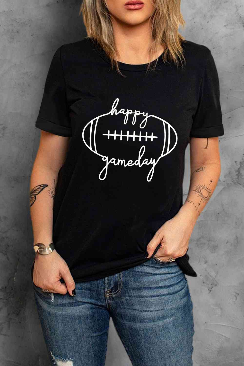 HAPPY GAMEDAY Graphic T-Shirt Women's T-Shirts - Tophatter Daily Deals