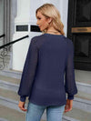 Notched Neck Long Sleeve Blouse Blouses - Tophatter Daily Deals