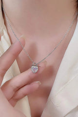 Moonstone Heart Lock Pendant Necklace Silver One Size Moonstone - Tophatter Daily Deals